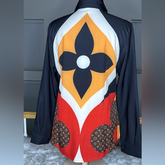 Black Orange Women's Top Blouse Medium Career Classic - Picture 4 of 4